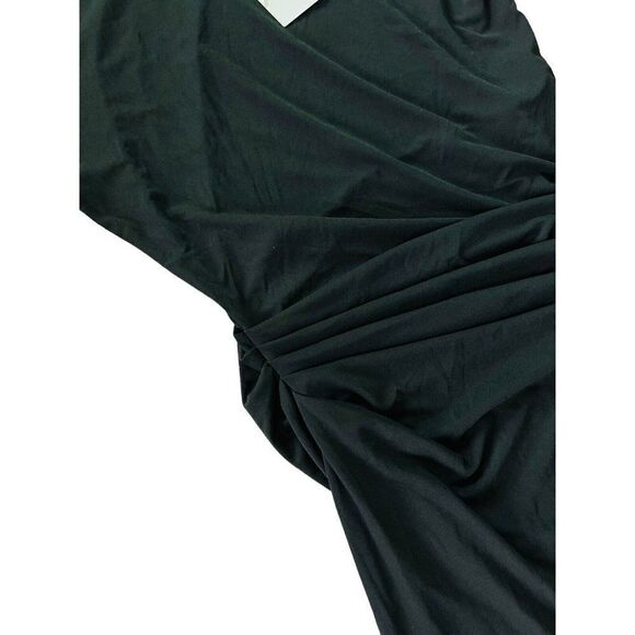 Zara Women Midi Dress S Black Bodycon Pleated Side Slit Short Sleeve NWT - Picture 3 of 7